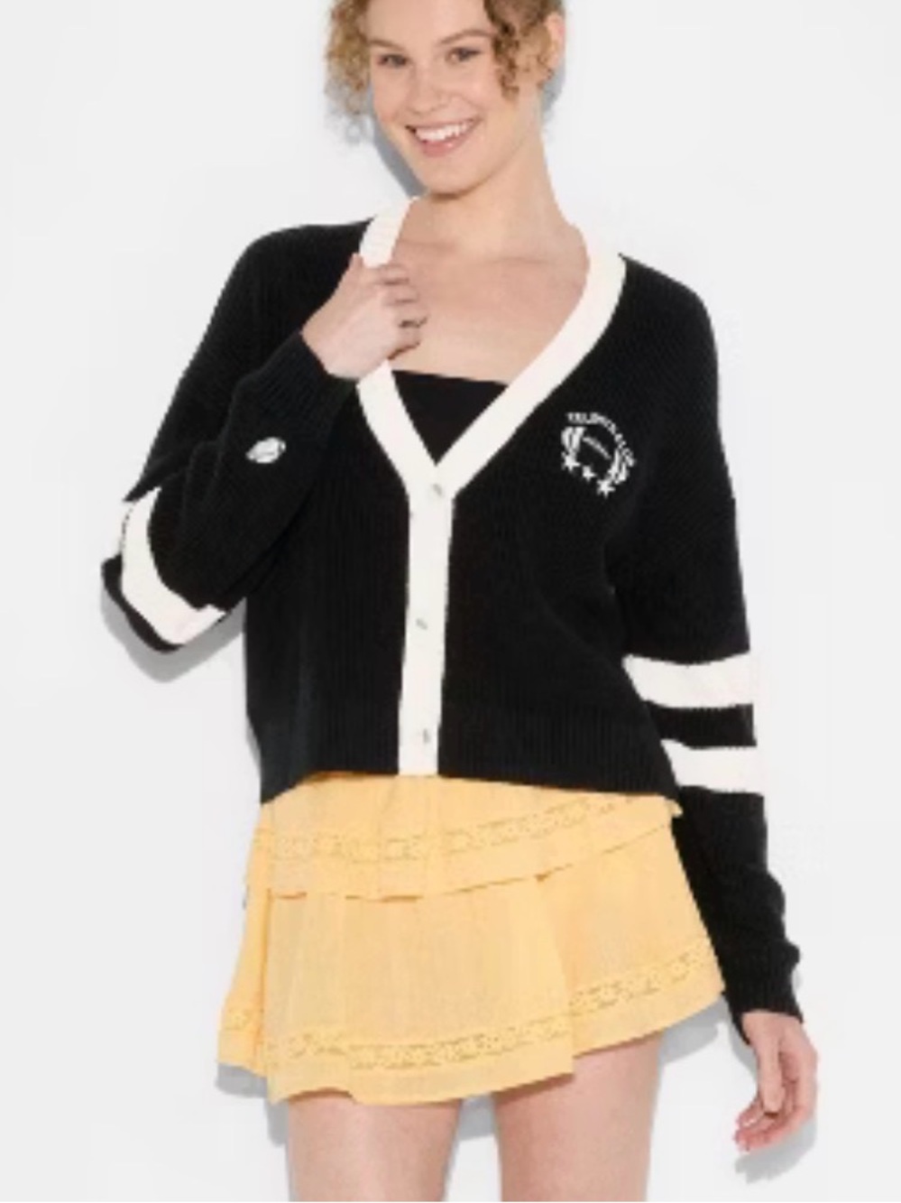 wild fable Black Sweater with White Trim